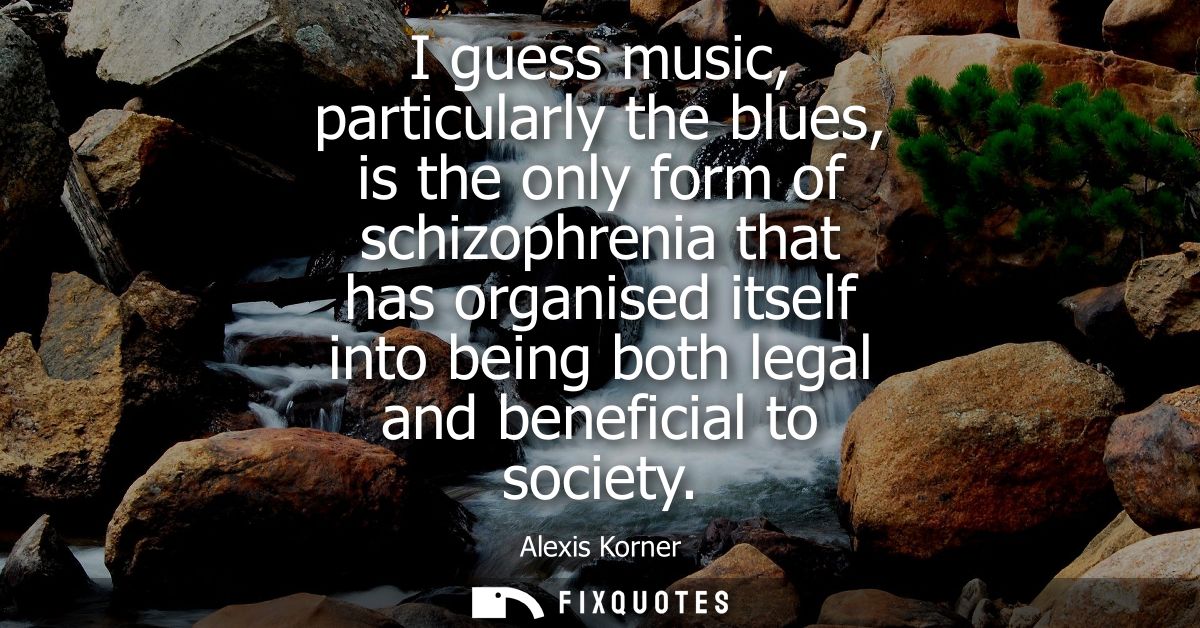 I guess music, particularly the blues, is the only form of schizophrenia that has organised itself into being both legal
