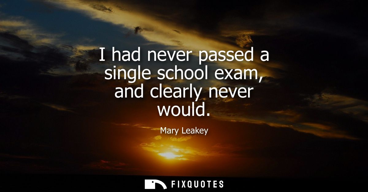 I had never passed a single school exam, and clearly never would