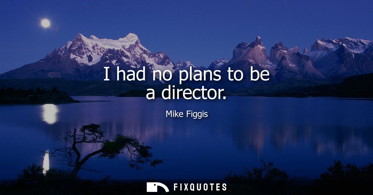I had no plans to be a director