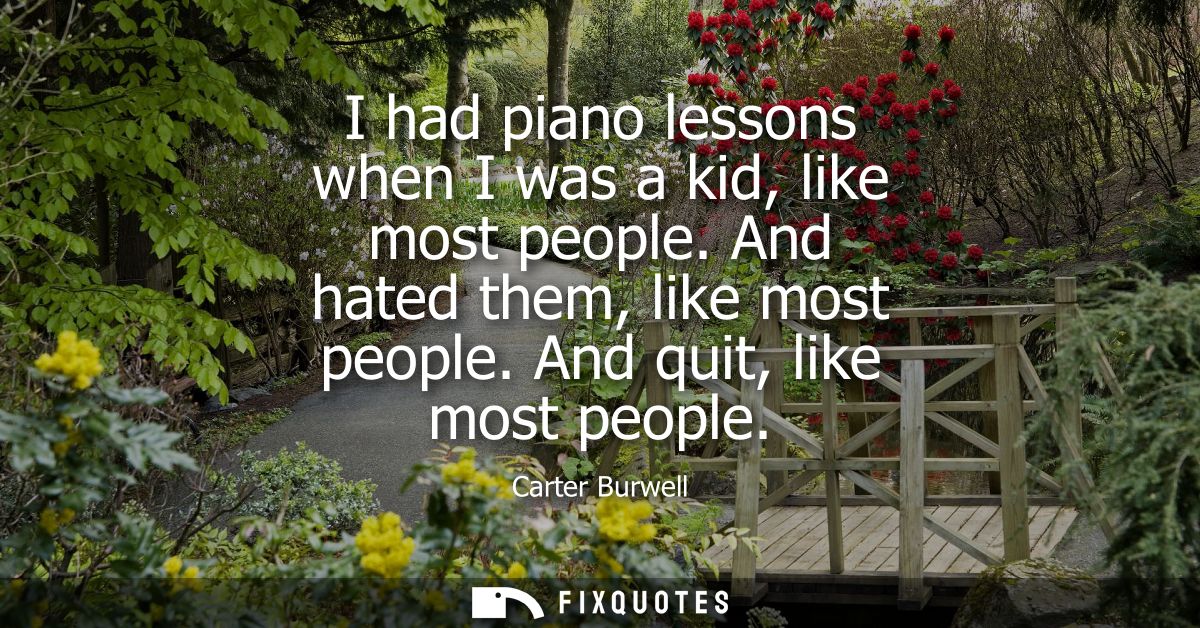 I had piano lessons when I was a kid, like most people. And hated them, like most people. And quit, like most people