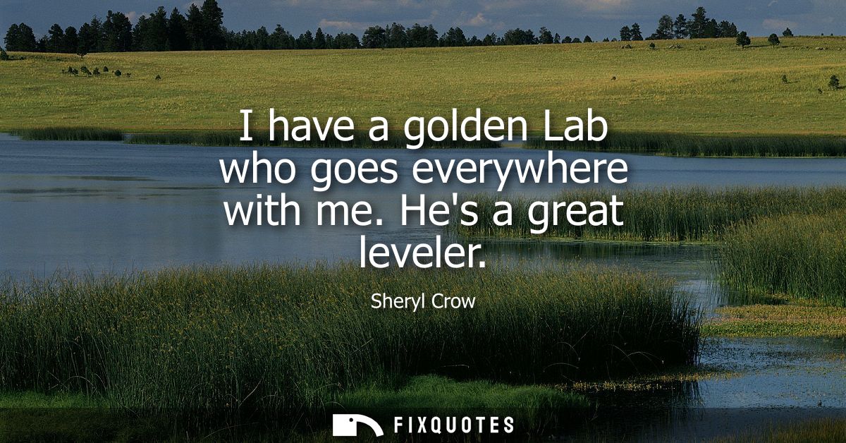I have a golden Lab who goes everywhere with me. Hes a great leveler