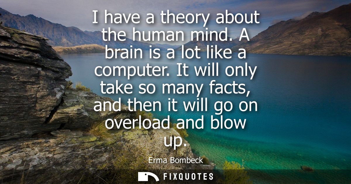 I have a theory about the human mind. A brain is a lot like a computer. It will only take so many facts, and then it wil