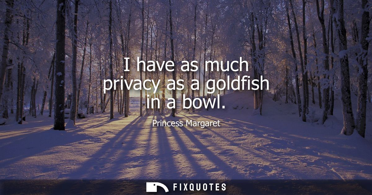 I have as much privacy as a goldfish in a bowl
