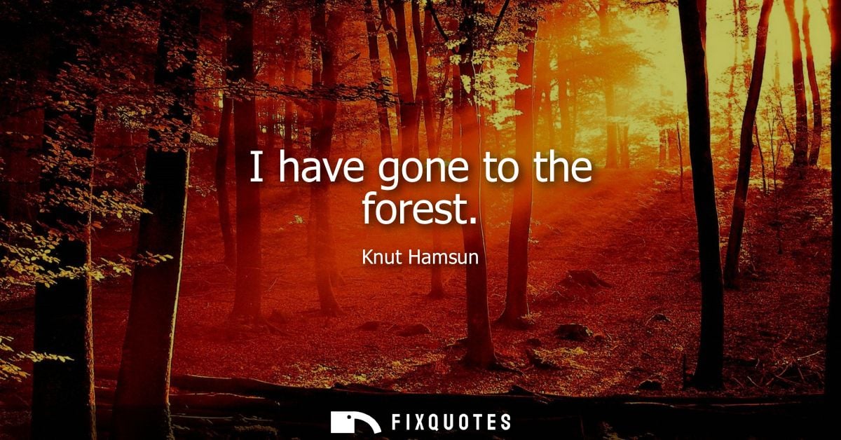 I have gone to the forest