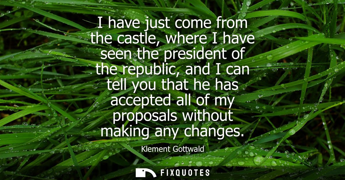 I have just come from the castle, where I have seen the president of the republic, and I can tell you that he has accept