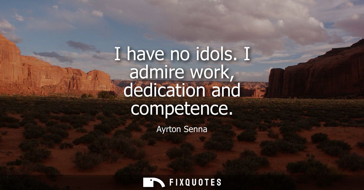 I have no idols. I admire work, dedication and competence