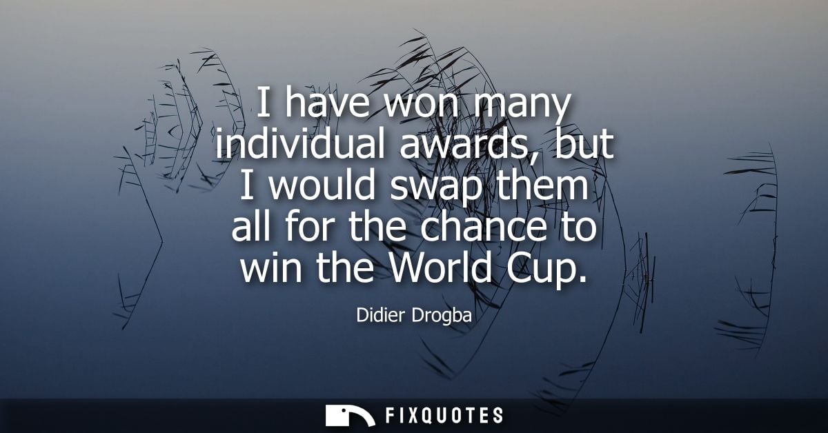 I have won many individual awards, but I would swap them all for the chance to win the World Cup