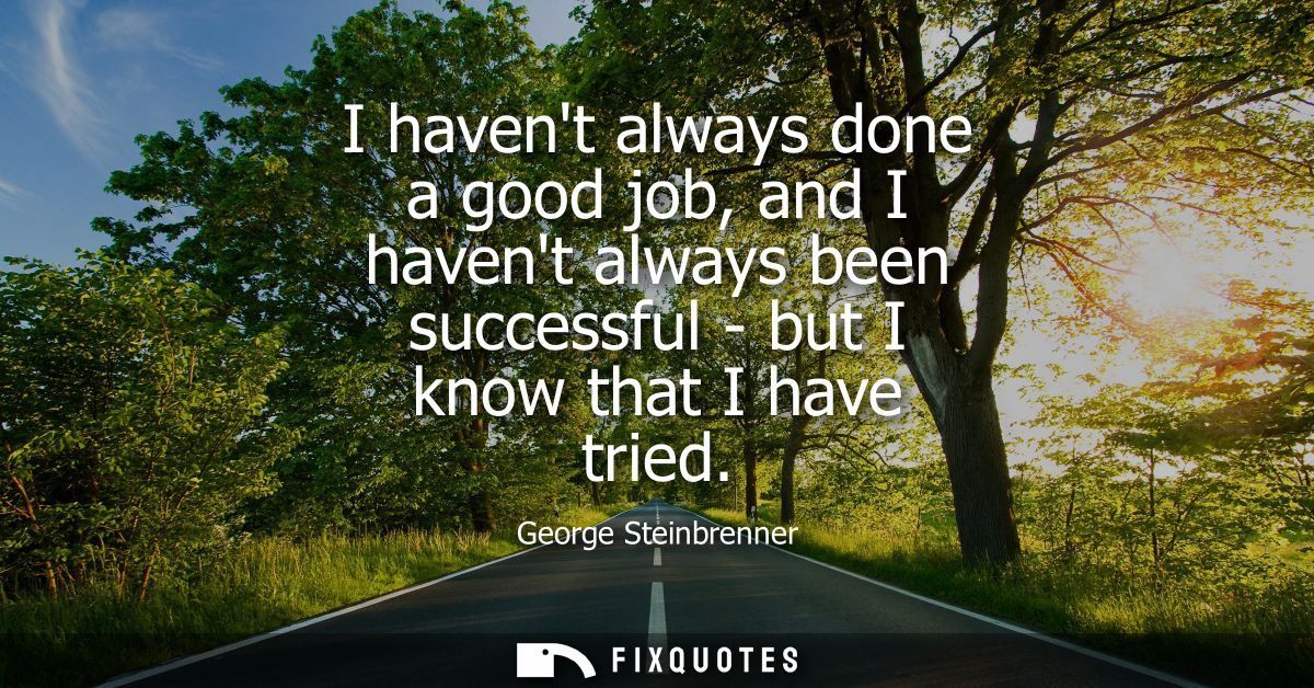 I havent always done a good job, and I havent always been successful - but I know that I have tried