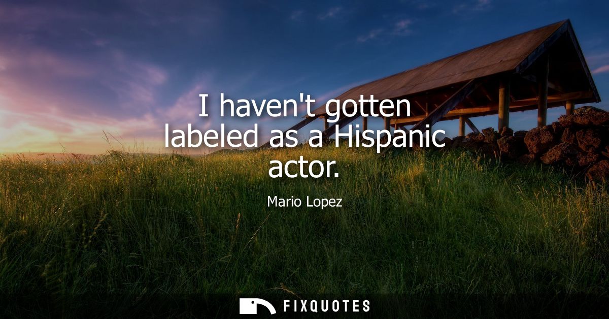 I havent gotten labeled as a Hispanic actor