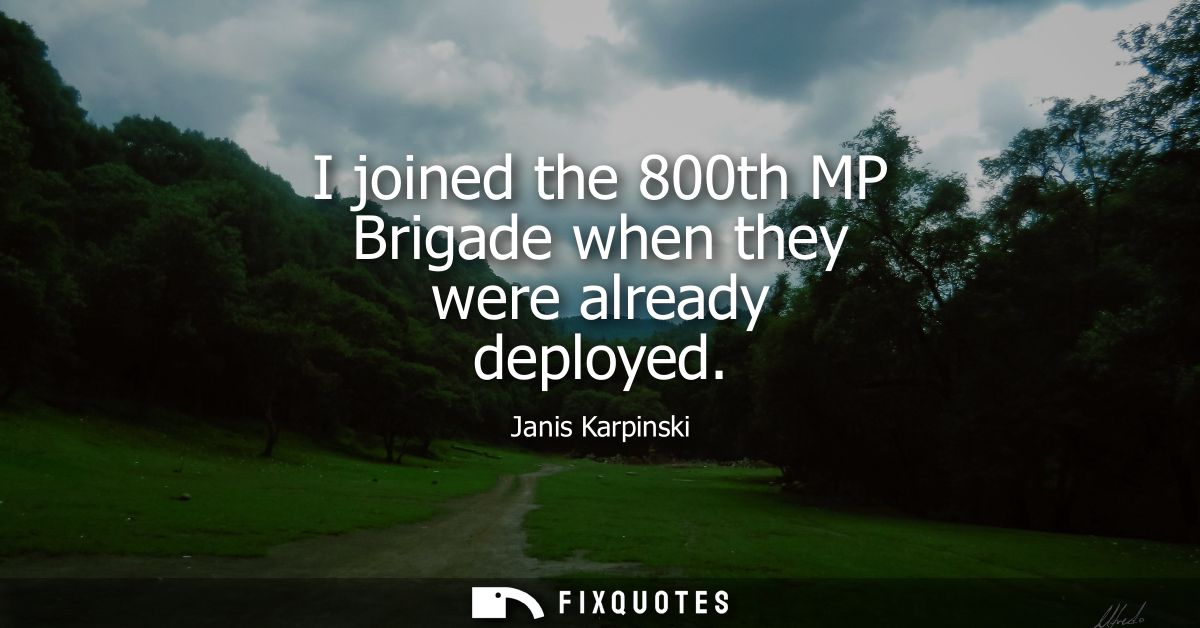 I joined the 800th MP Brigade when they were already deployed
