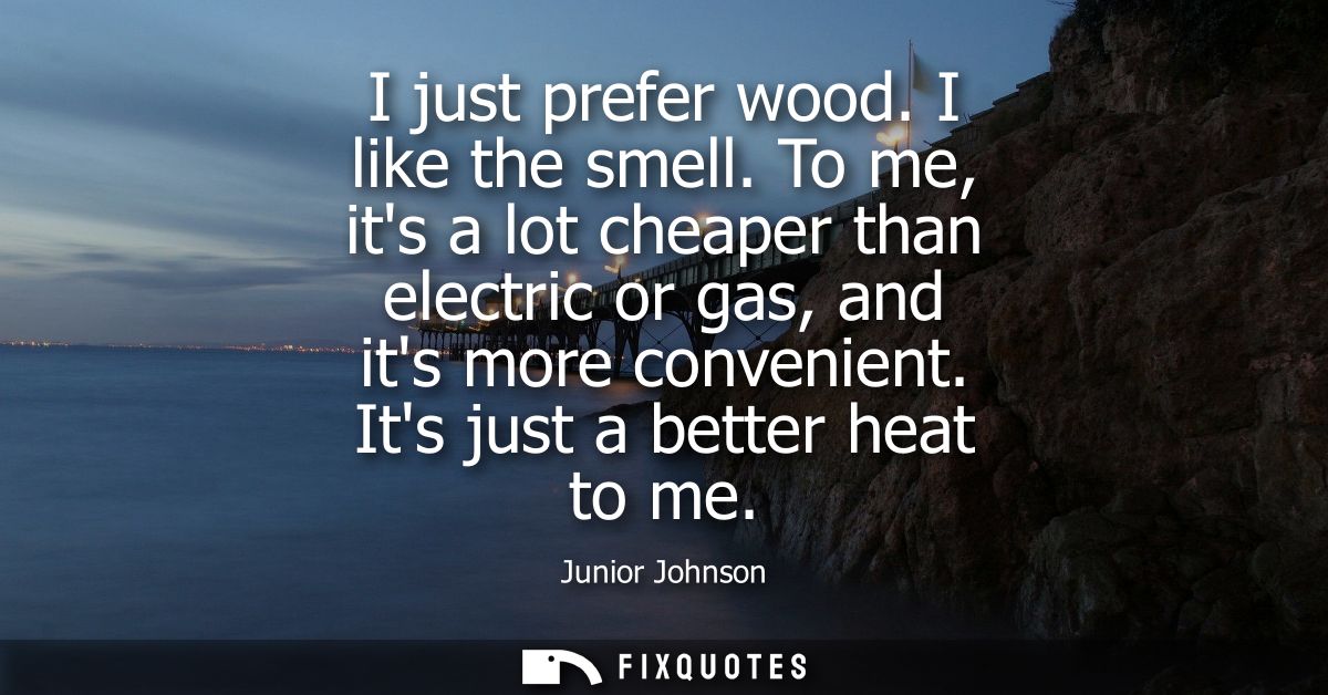 I just prefer wood. I like the smell. To me, its a lot cheaper than electric or gas, and its more convenient. Its just a