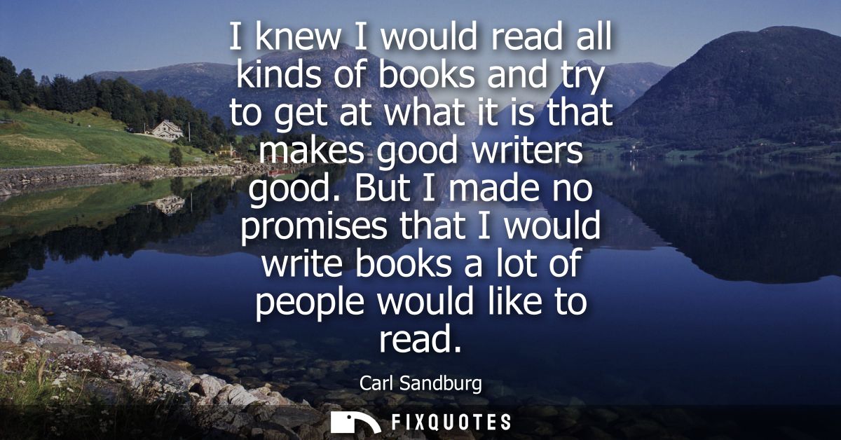 I knew I would read all kinds of books and try to get at what it is that makes good writers good. But I made no promises