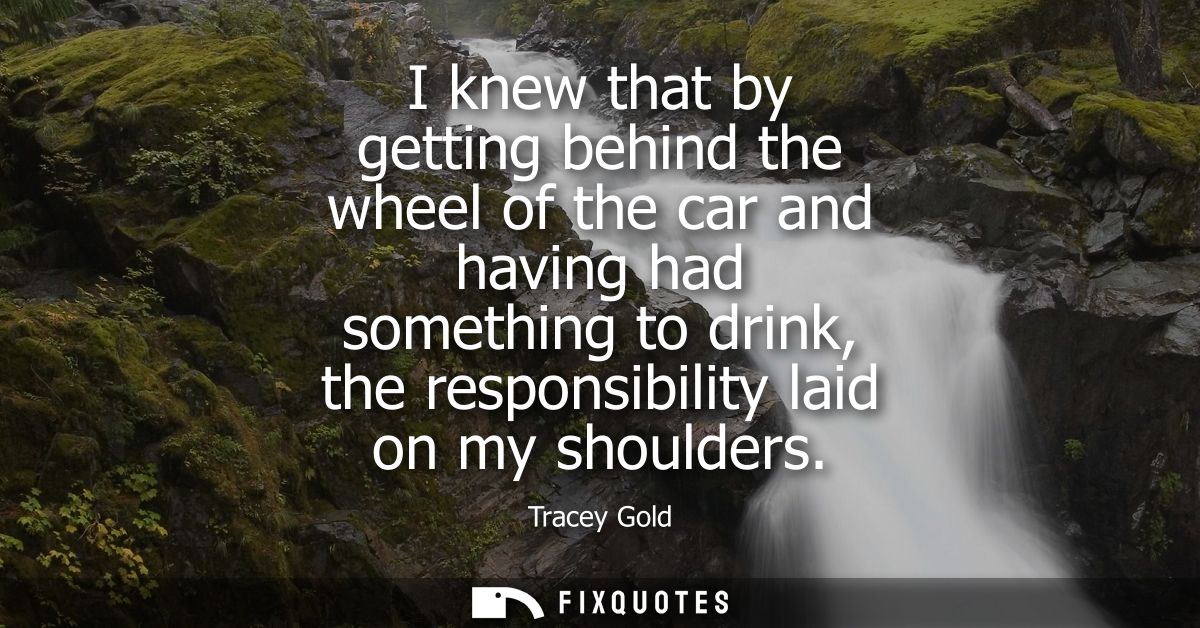 I knew that by getting behind the wheel of the car and having had something to drink, the responsibility laid on my shou