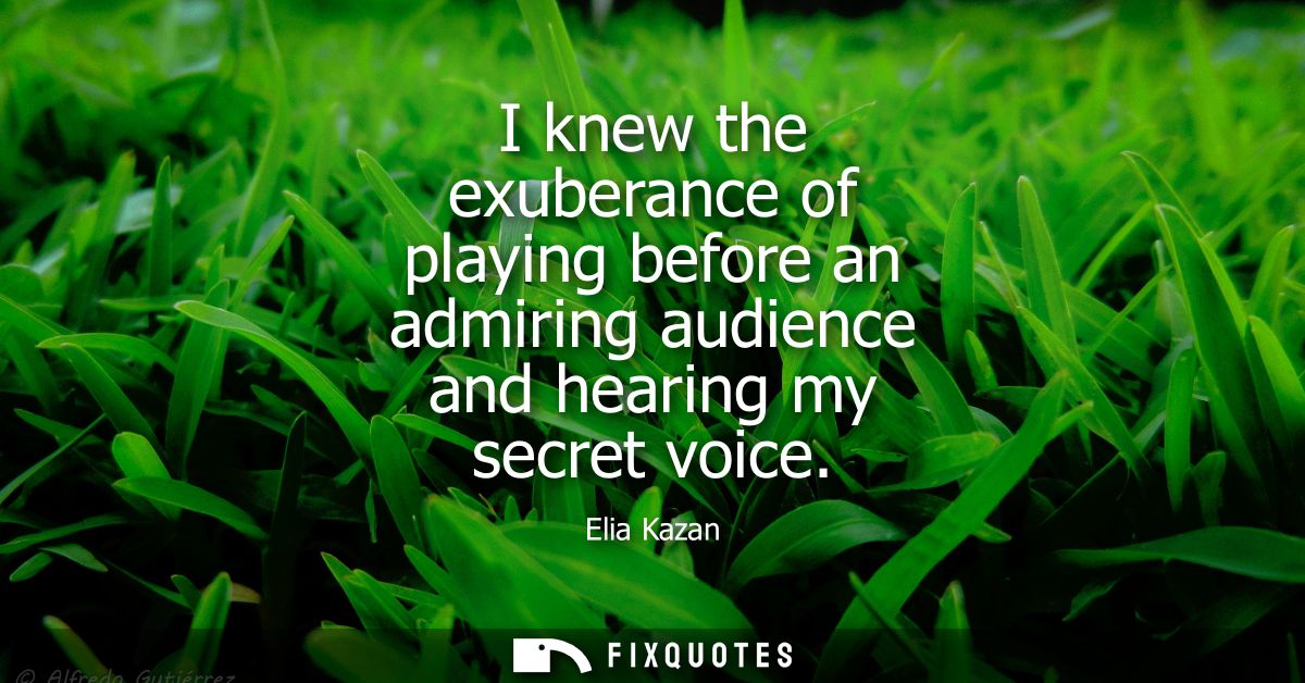 I knew the exuberance of playing before an admiring audience and hearing my secret voice