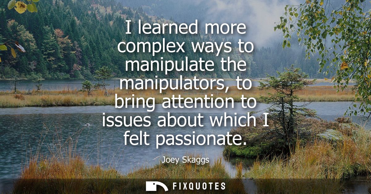 I learned more complex ways to manipulate the manipulators, to bring attention to issues about which I felt passionate