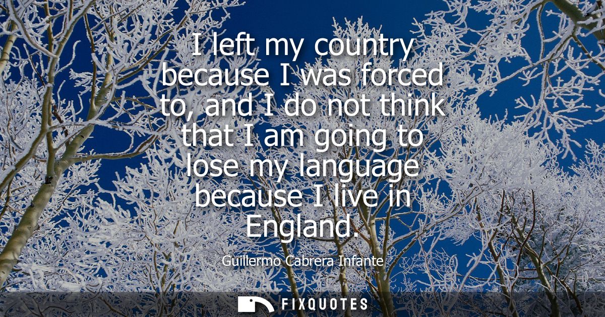 I left my country because I was forced to, and I do not think that I am going to lose my language because I live in Engl