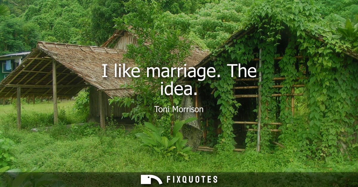 I like marriage. The idea