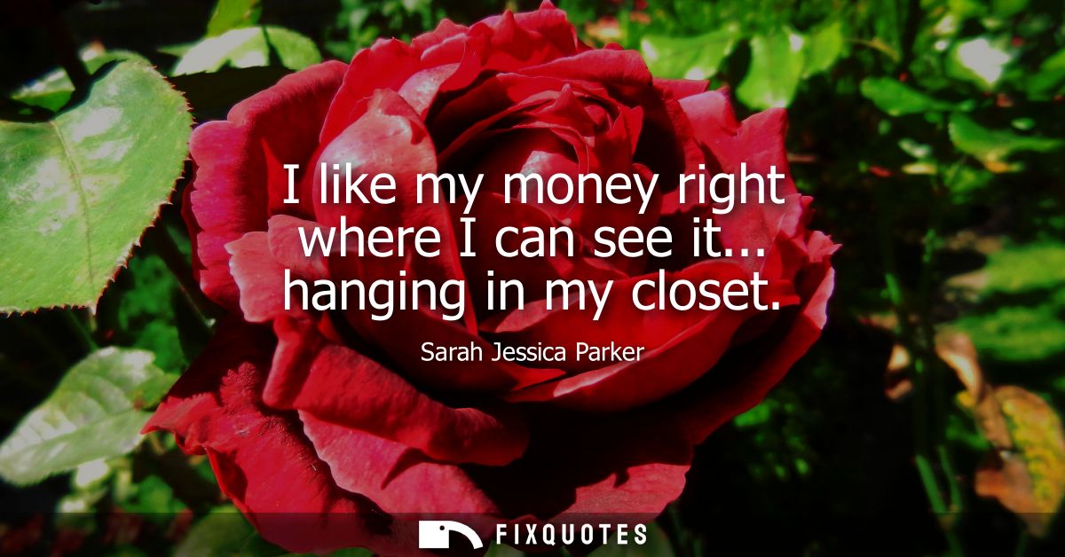 I like my money right where I can see it... hanging in my closet