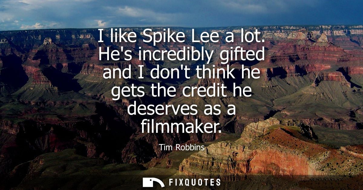I like Spike Lee a lot. Hes incredibly gifted and I dont think he gets the credit he deserves as a filmmaker