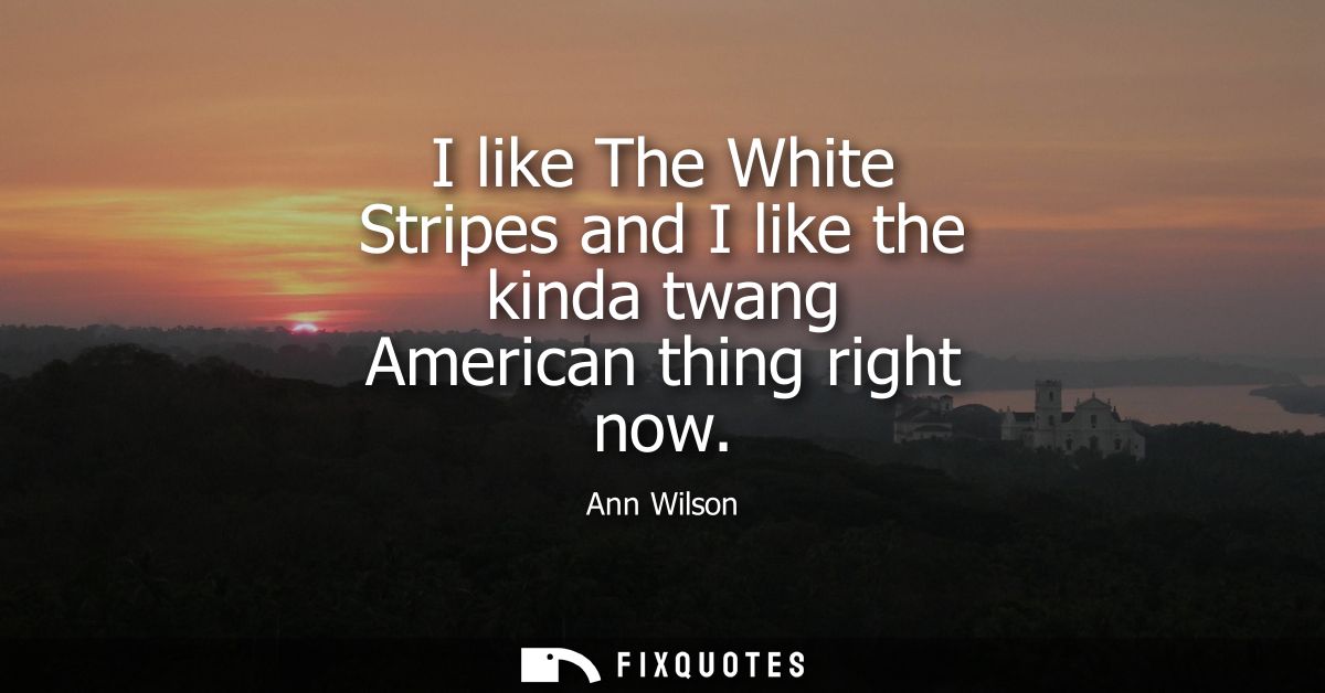 I like The White Stripes and I like the kinda twang American thing right now