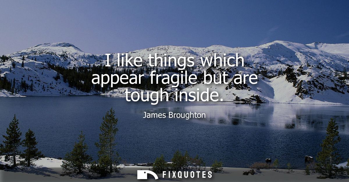 I like things which appear fragile but are tough inside