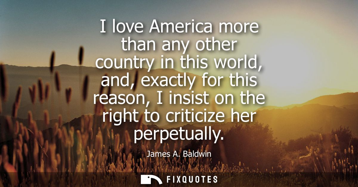 I love America more than any other country in this world, and, exactly for this reason, I insist on the right to critici
