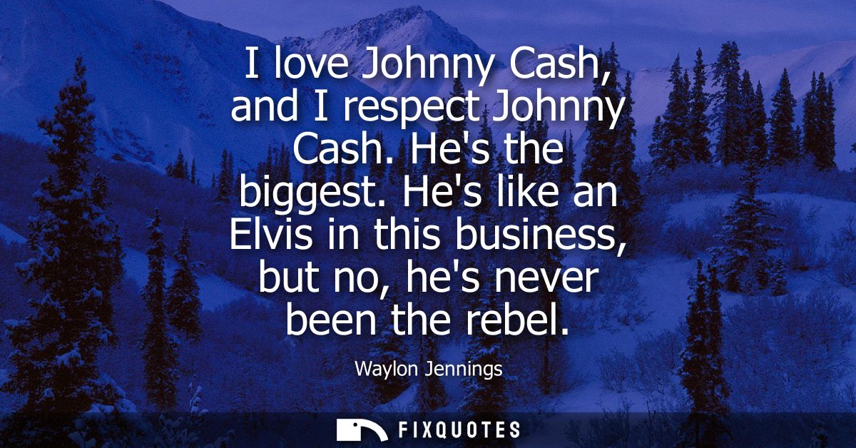 I love Johnny Cash, and I respect Johnny Cash. Hes the biggest. Hes like an Elvis in this business, but no, hes never be