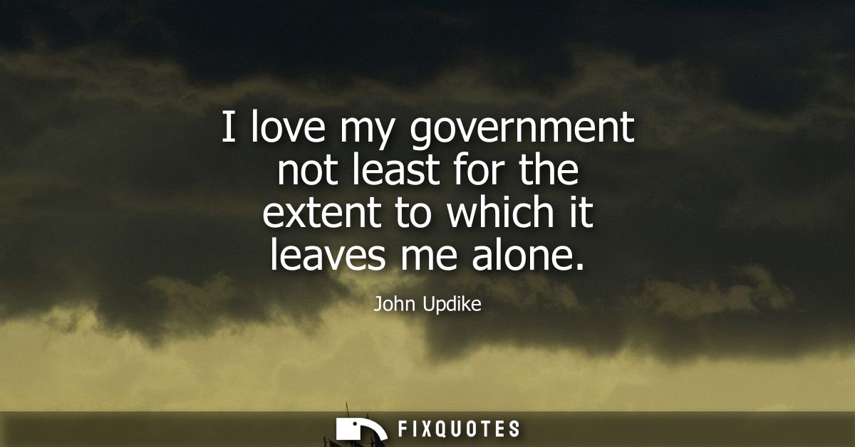 I love my government not least for the extent to which it leaves me alone