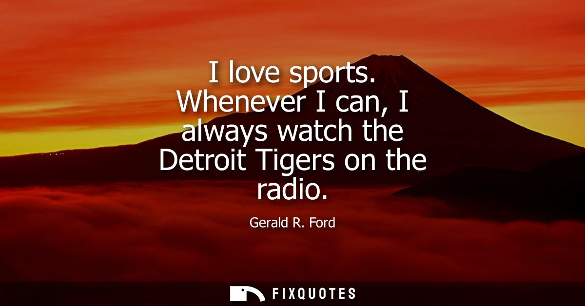 I love sports. Whenever I can, I always watch the Detroit Tigers on the radio
