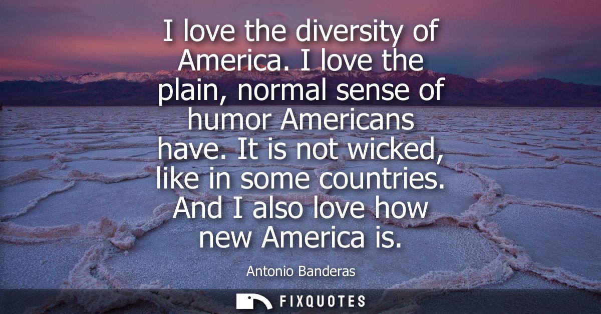 I love the diversity of America. I love the plain, normal sense of humor Americans have. It is not wicked, like in some 