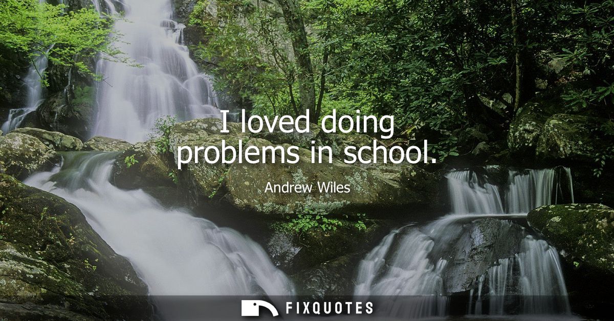 I loved doing problems in school