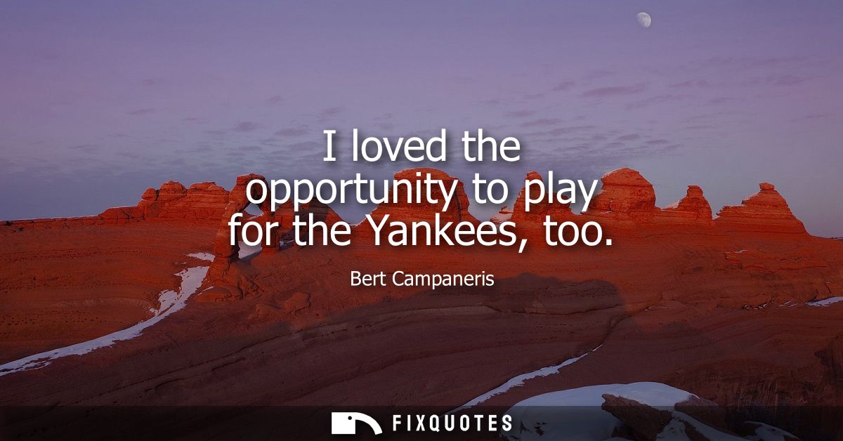 I loved the opportunity to play for the Yankees, too