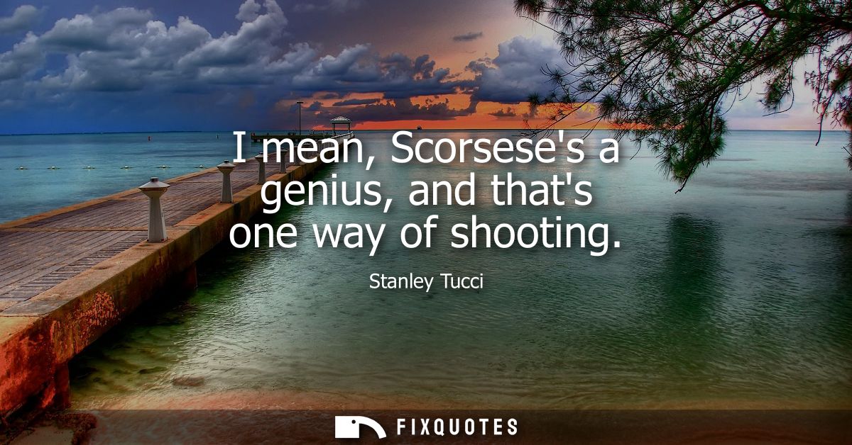 I mean, Scorseses a genius, and thats one way of shooting