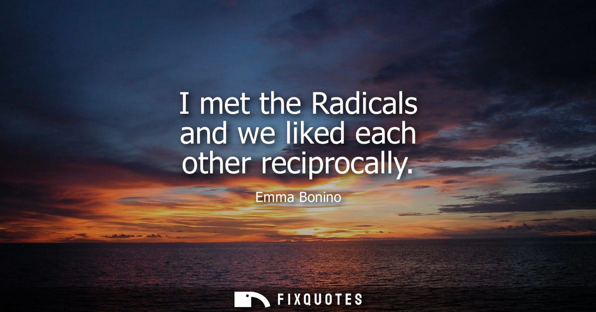 I met the Radicals and we liked each other reciprocally