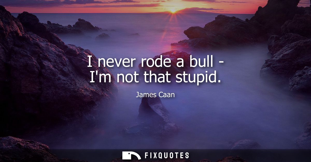 I never rode a bull - Im not that stupid