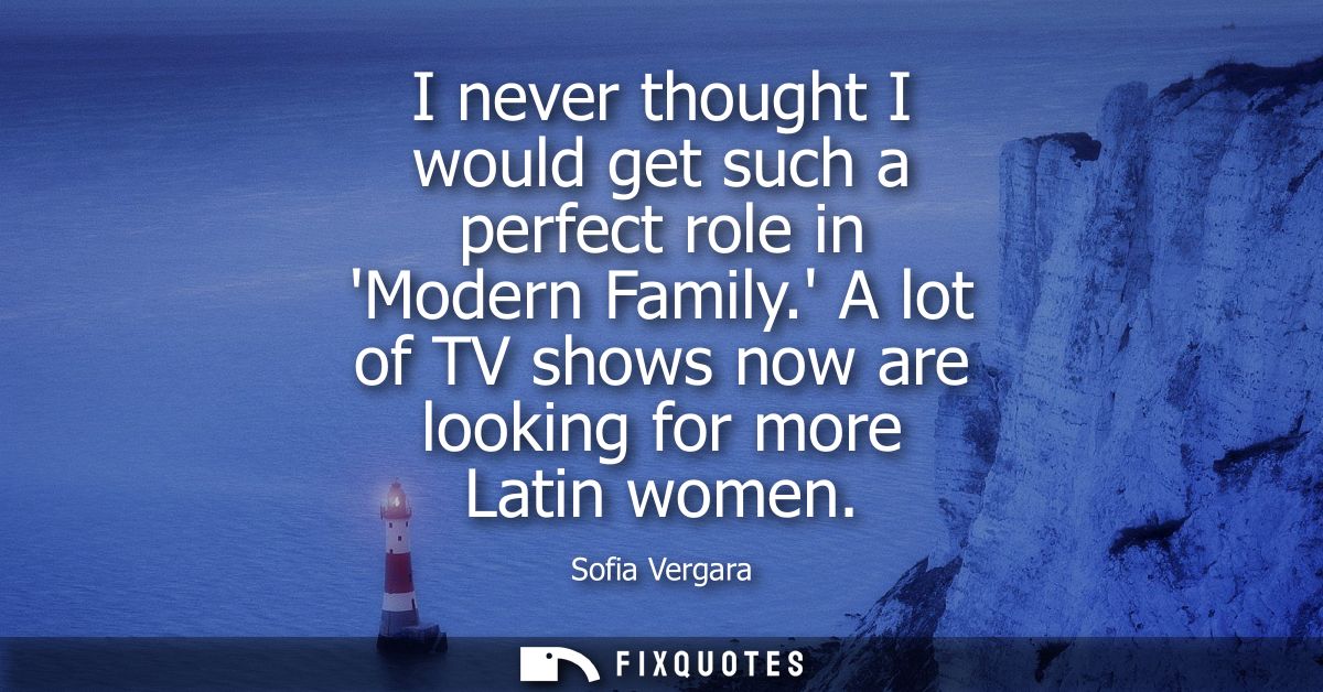 I never thought I would get such a perfect role in Modern Family. A lot of TV shows now are looking for more Latin women