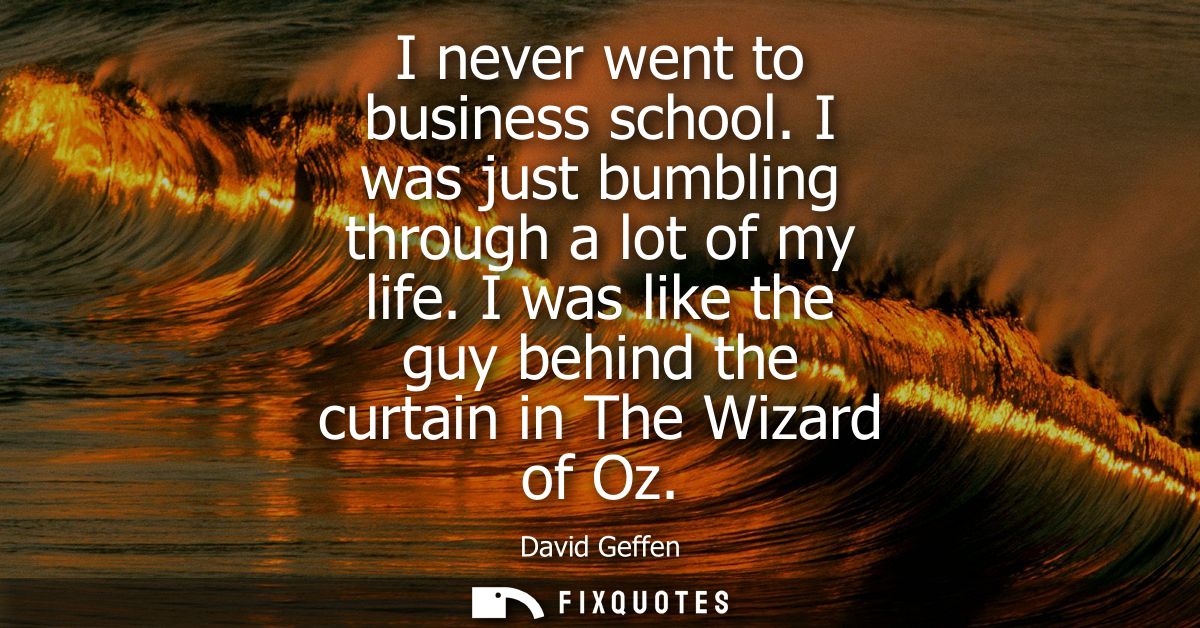 I never went to business school. I was just bumbling through a lot of my life. I was like the guy behind the curtain in 