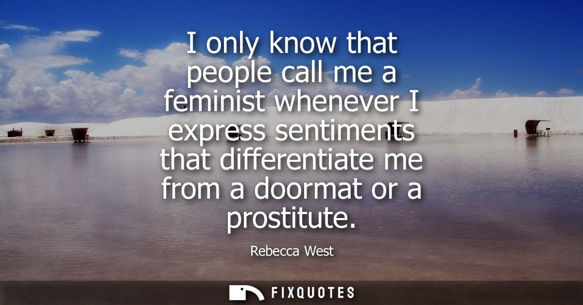 I only know that people call me a feminist whenever I express sentiments that differentiate me from a doormat or a prost