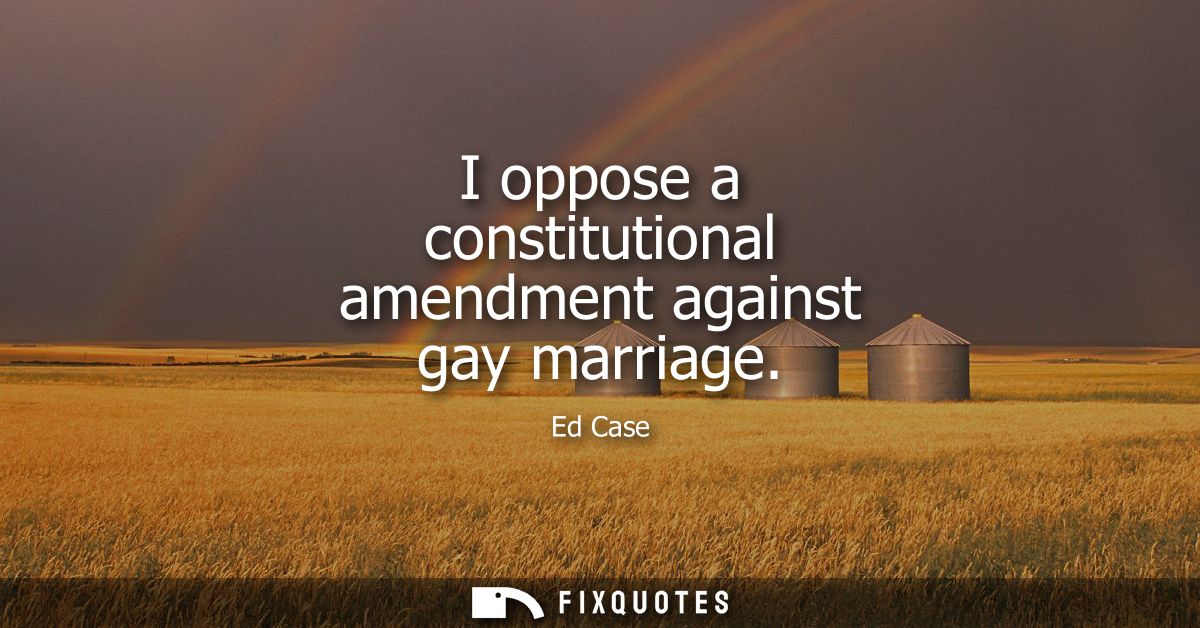 I oppose a constitutional amendment against gay marriage