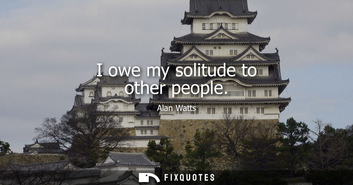 I owe my solitude to other people