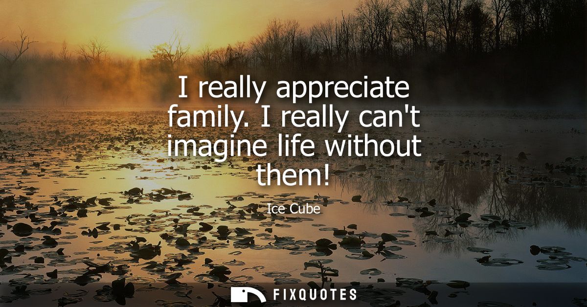 I really appreciate family. I really cant imagine life without them!