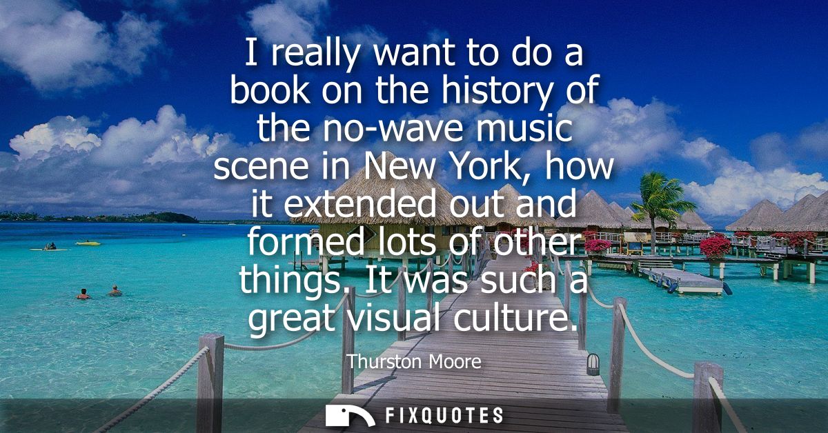I really want to do a book on the history of the no-wave music scene in New York, how it extended out and formed lots of