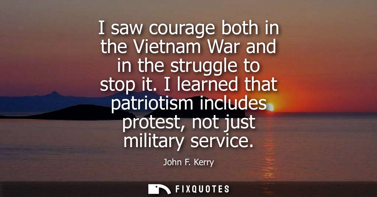 I saw courage both in the Vietnam War and in the struggle to stop it. I learned that patriotism includes protest, not ju