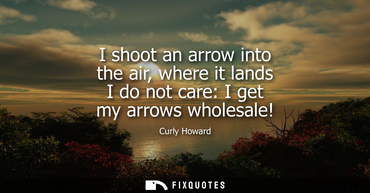 I shoot an arrow into the air, where it lands I do not care: I get my arrows wholesale!
