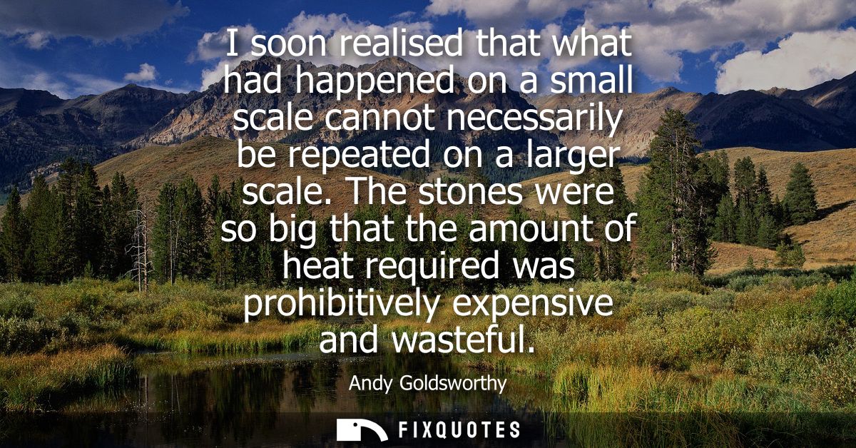 I soon realised that what had happened on a small scale cannot necessarily be repeated on a larger scale.