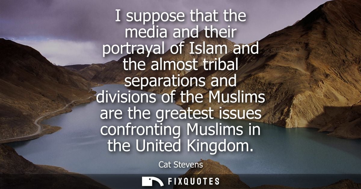 I suppose that the media and their portrayal of Islam and the almost tribal separations and divisions of the Muslims are