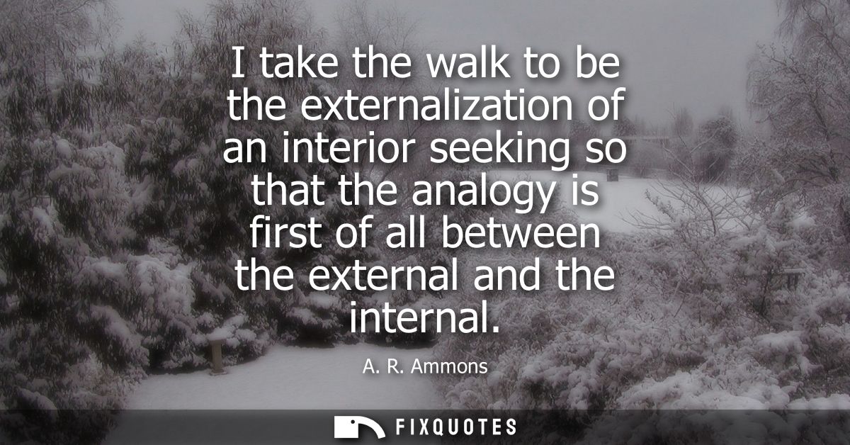 I take the walk to be the externalization of an interior seeking so that the analogy is first of all between the externa