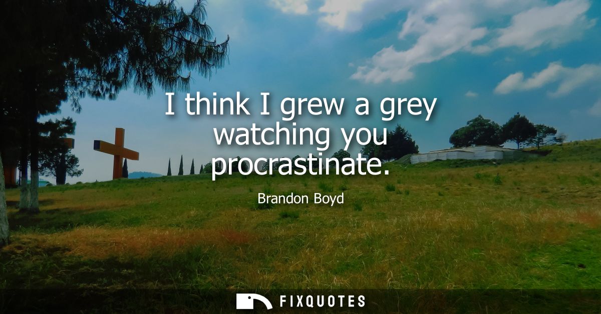 I think I grew a grey watching you procrastinate