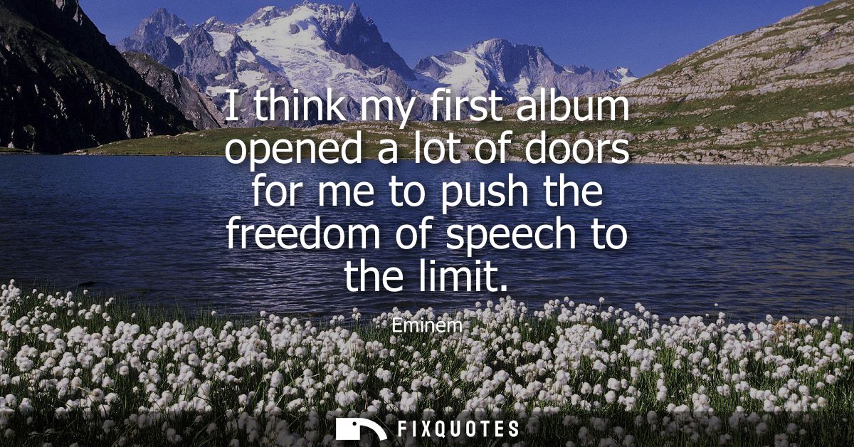 I think my first album opened a lot of doors for me to push the freedom of speech to the limit