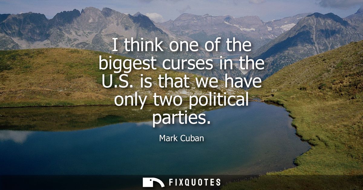 I think one of the biggest curses in the U.S. is that we have only two political parties